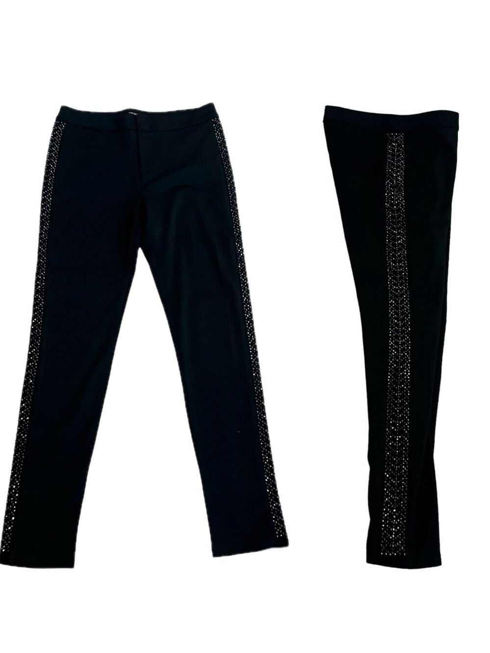 Forever 21 black rhinestone embellished side trim stretchy leggings pants Sz M